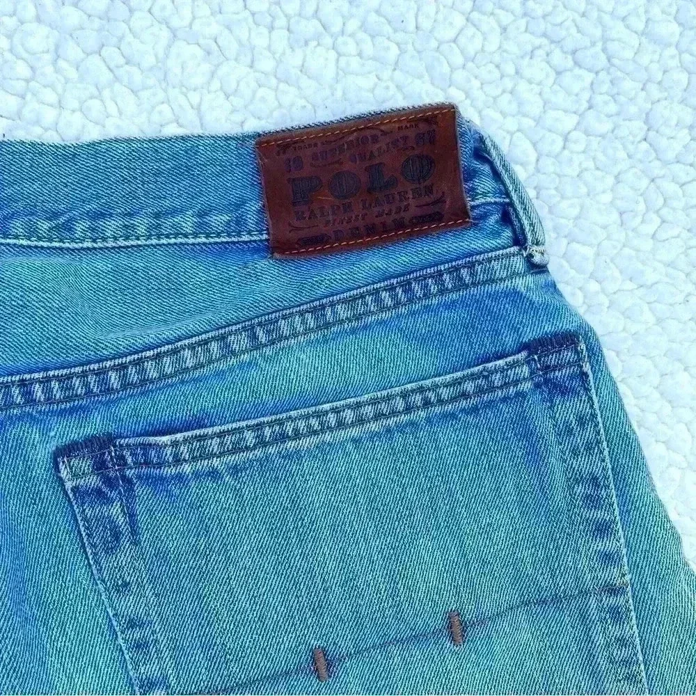 Polo R. Lauren Boyfriend Classic‎ Fit Med Wash Faded Cutoff Jean Shorts Size 35